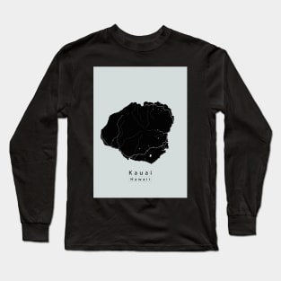 Kauai Hawaii Island Map dark Long Sleeve T-Shirt